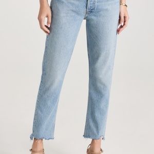 Agolde Jeans Riley High-Rise Straight Crop (Size 31 Zephyr wash)
